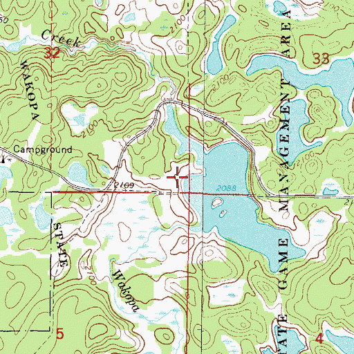 Topographic Map of Wakopa Dam, ND
