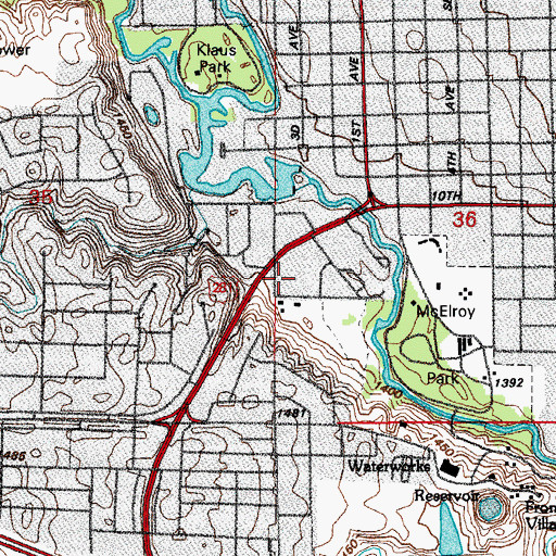 Topographic Map of Jamestown Ice House Dam, ND
