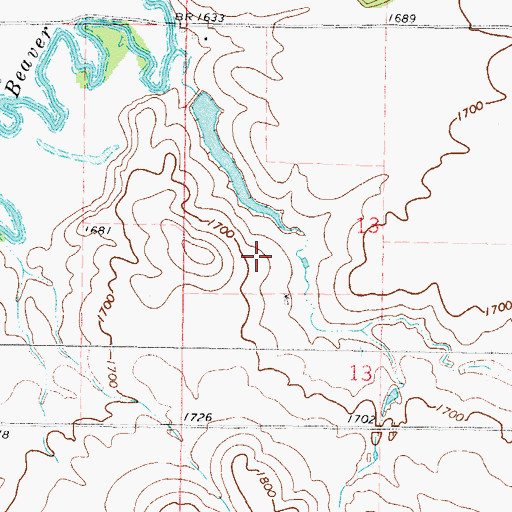 Topographic Map of Reinhold Klaudt Dam, ND