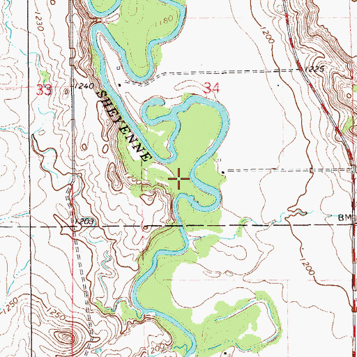Topographic Map of Brown Dam, ND