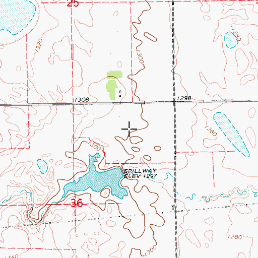 Topographic Map of Cuba Dam, ND