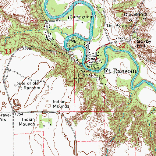 Topographic Map of Fort Ransom Dam, ND