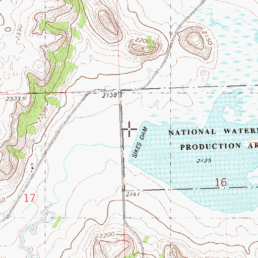 Topographic Map of Chocolate Drop Dam, ND
