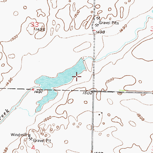 Topographic Map of Buffalo Creek Dam, ND