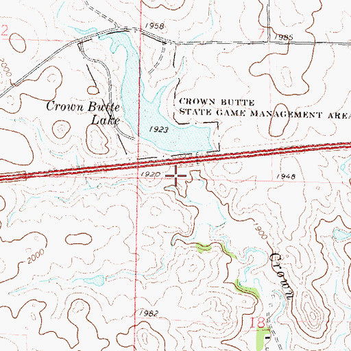 Topographic Map of Crown Butte Dam, ND