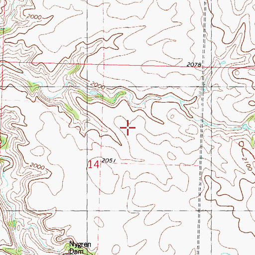 Topographic Map of Nygren Dam, ND