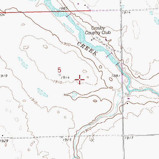 Topographic Map of Long Creek Dam, ND