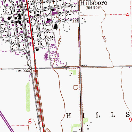 Topographic Map of Hillsboro Dam, ND