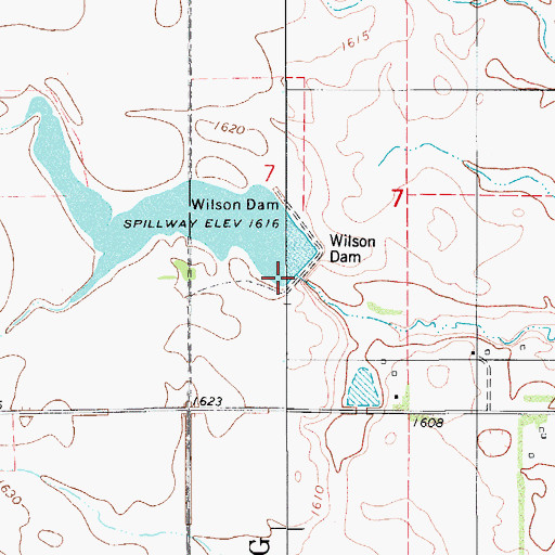 Topographic Map of Wilson Dam, ND