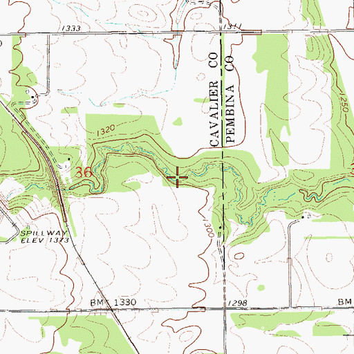 Topographic Map of Middle Branch Park River 9 Dam, ND