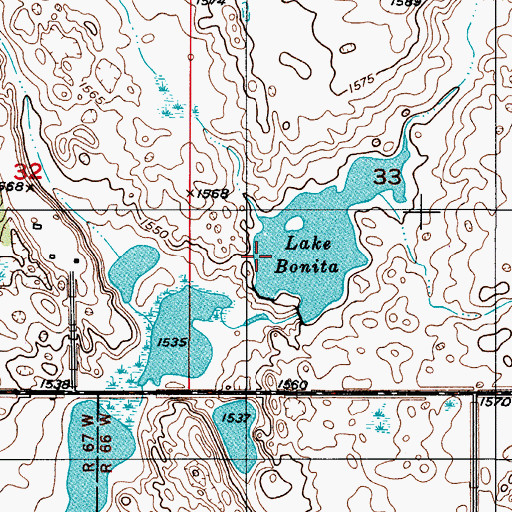 Topographic Map of Meliville Dam, ND
