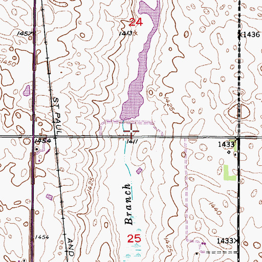 Topographic Map of Ellendale Township Dam, ND