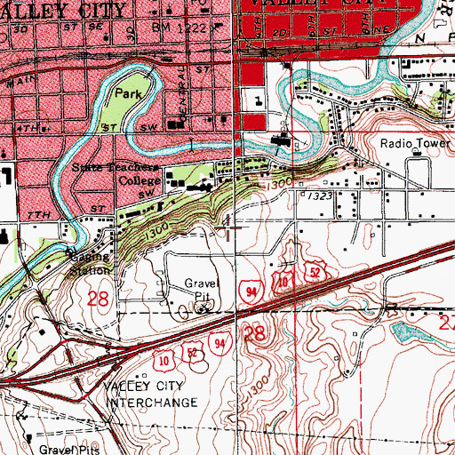 Topographic Map of Valley City Park Dam, ND