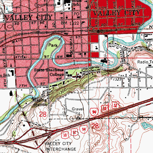 Topographic Map of Valley City Mill Dam, ND
