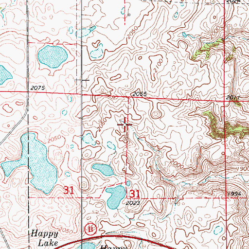 Topographic Map of Moores Dam, ND
