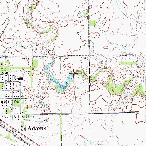 Topographic Map of Adams Dam, ND