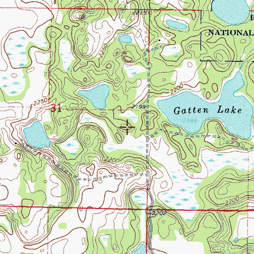 Topographic Map of Elwood-Fauske Dam, ND