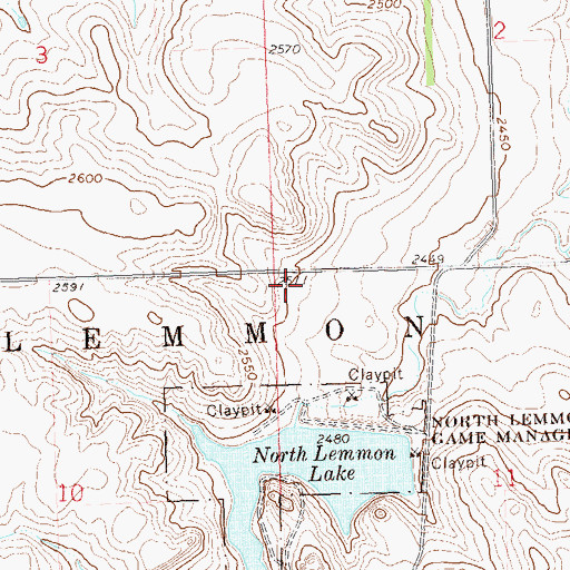 Topographic Map of North Lemon Lake Dam, ND