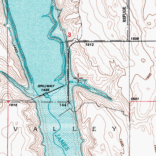 Topographic Map of Depuy Dam, ND