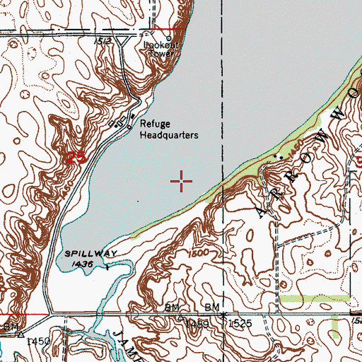 Topographic Map of Arrowwood Dam, ND