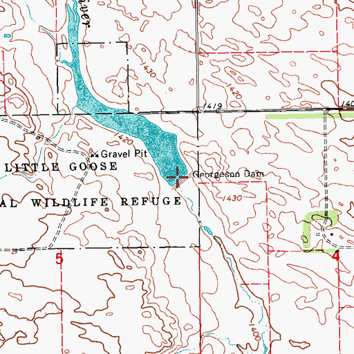 Topographic Map of Little Goose Dam, ND