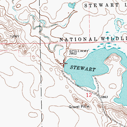 Topographic Map of Stewart Lake Dam, ND