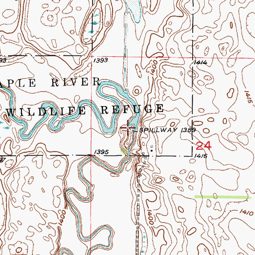 Topographic Map of Maple River Dam, ND