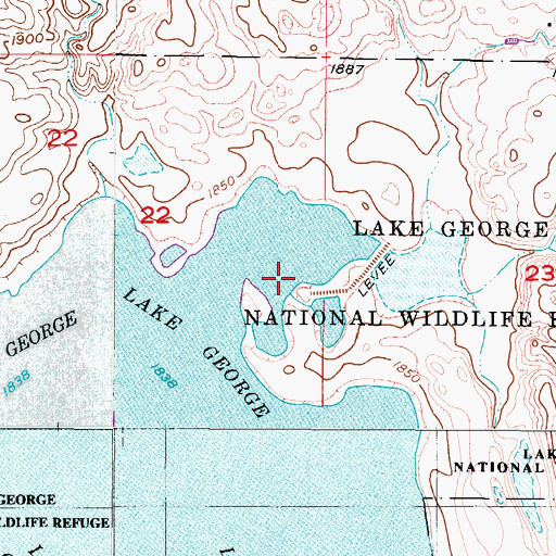 Topographic Map of Lake George Dam North Unit, ND