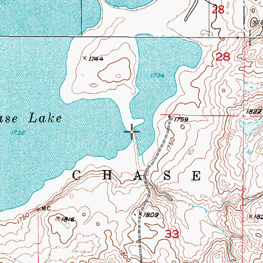 Topographic Map of Chase Lake Dam, ND