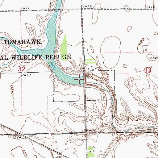 Topographic Map of Tomahawk Dam, ND