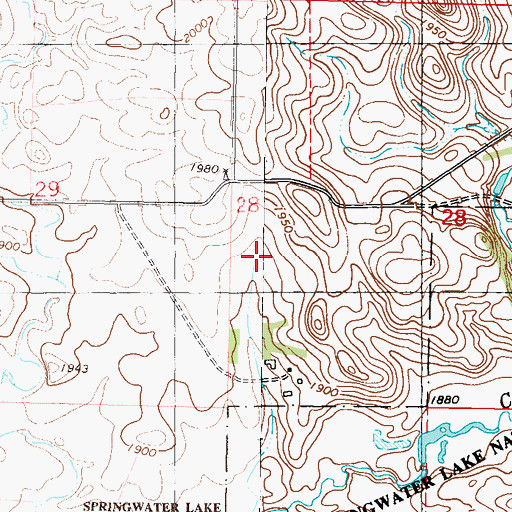 Topographic Map of Spring Water Lake Dam, ND