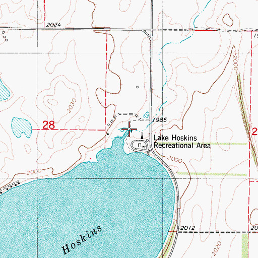 Topographic Map of Lake Hoskins Dam, ND