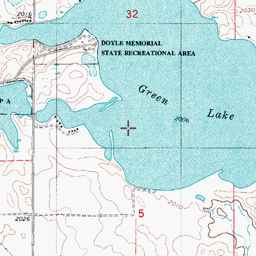 Topographic Map of Green Lake Outlet Control Dam, ND