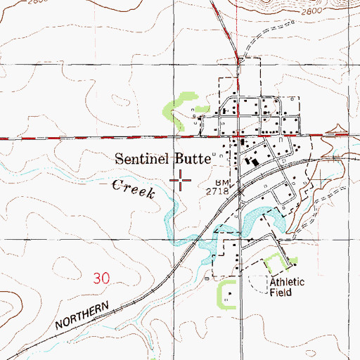 Topographic Map of Sentinel Butte Dam, ND