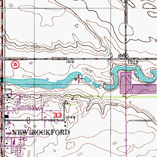 Topographic Map of New Rockford Number 2 Dam, ND