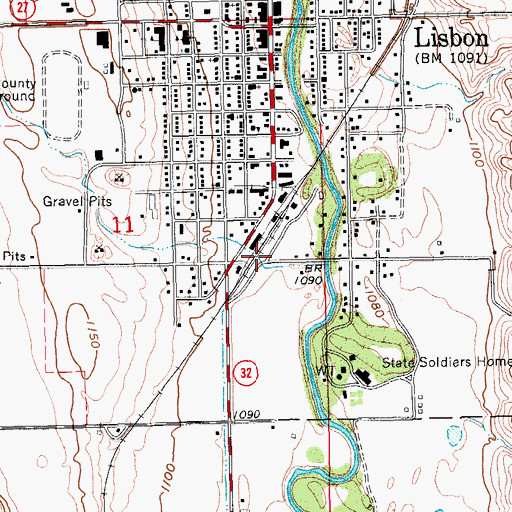 Topographic Map of Soldiers Home Dam, ND