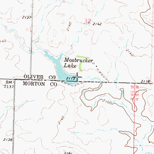 Topographic Map of Mosbrucker Dam, ND