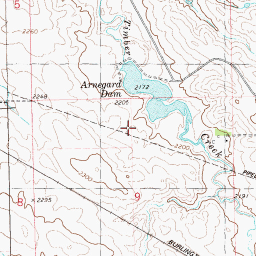 Topographic Map of Lake Pechek, ND