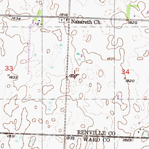 Topographic Map of Unit 87 Reservoir, ND
