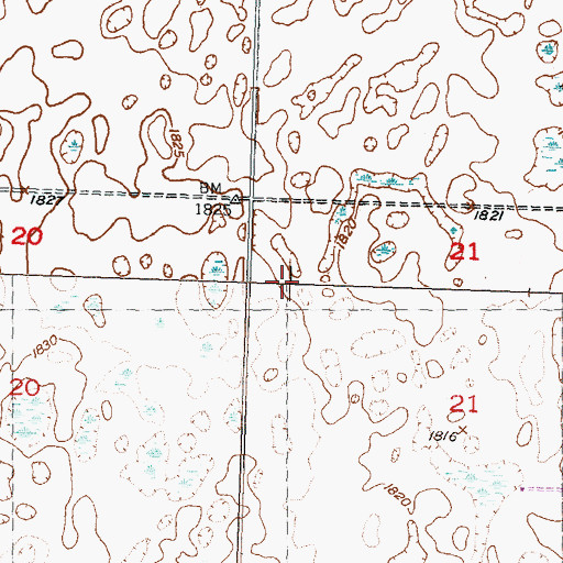Topographic Map of Lake Darling, ND