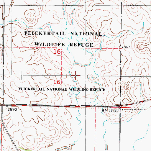 Topographic Map of Flickertail Lake, ND