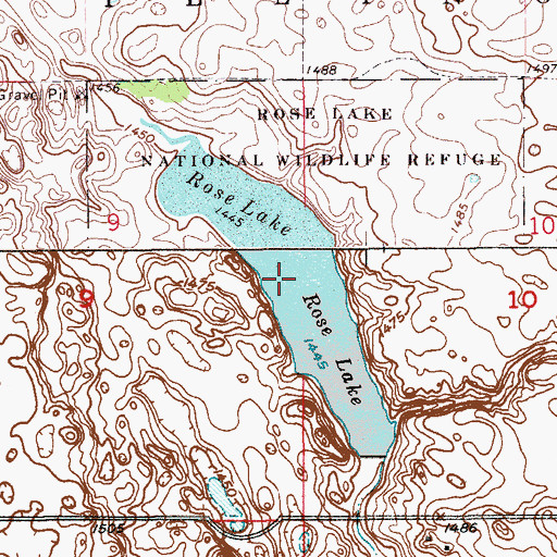 Topographic Map of Rose Lake, ND