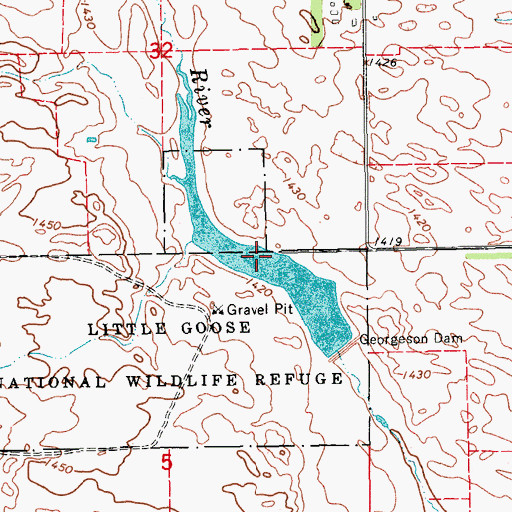 Topographic Map of Little Goose Lake, ND