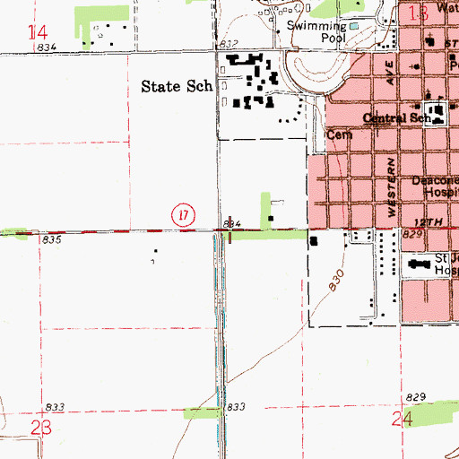 Topographic Map of Western Plaza, ND