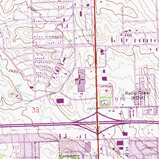 Topographic Map of Prairie Hills Mall, ND