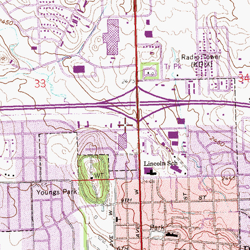 Topographic Map of Big Sky Shopping Center, ND