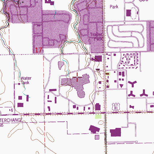 Topographic Map of Columbia Mall, ND