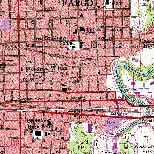 Topographic Map of Elm Tree Square, ND