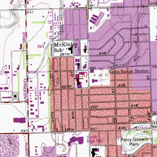 Topographic Map of Northport Mall, ND