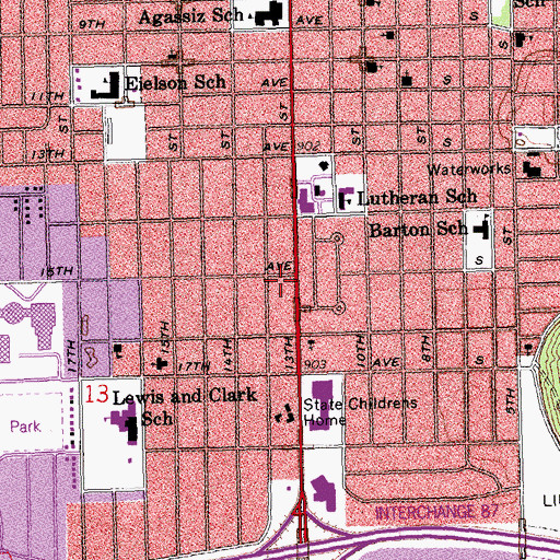 Topographic Map of Southside Shopping Center, ND